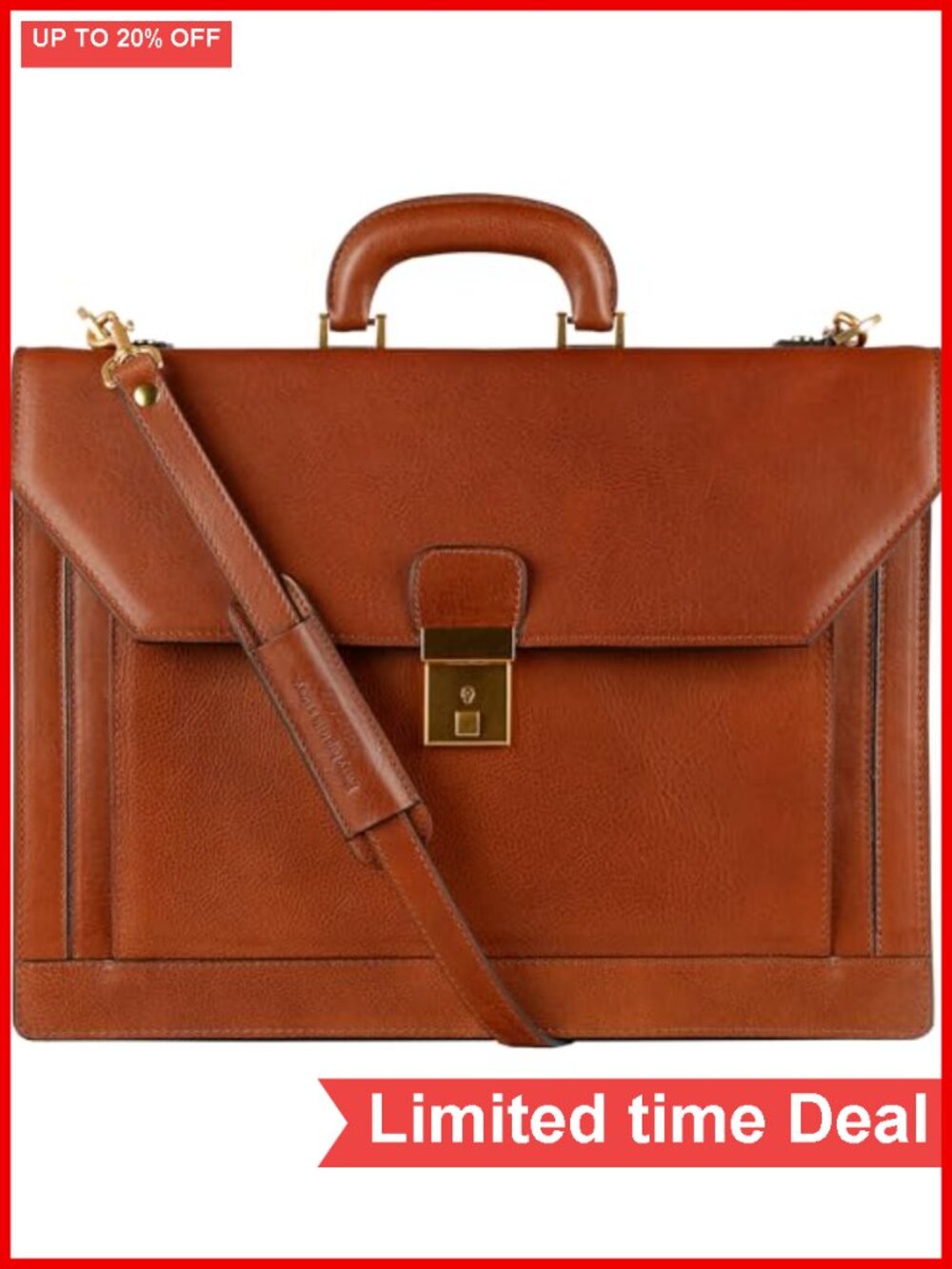 Time Resistance Leather Briefcase - Handmade Italian Laptop Bag, Unisex